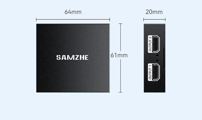 HDMI-разветвитель SAMZHE FP23, 1 вход 2 выхода, 4K HD, двойной экран, для ноутбука, телевизора, монитора, проектора