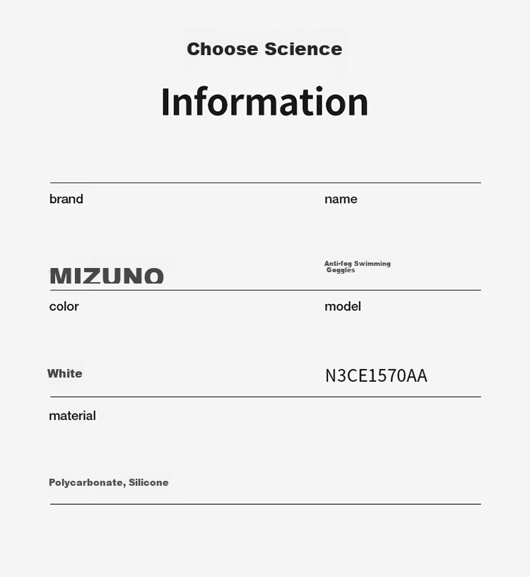 Очки для плавания MIZUNO, унисекс, с антифог покрытием, белые, с диоптриями