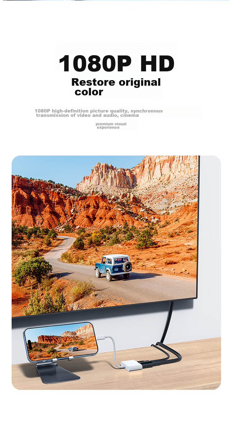 Переходник Shengwei Lightning на HDMI, адаптер для iPhone/iPad, поддержка 1080P, белый