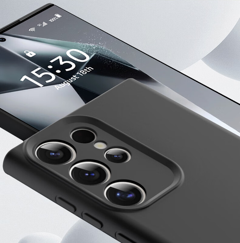 Чехол для Samsung S24 Ultra, противоударный, из жидкого силикона, с полной защитой объектива, цвет "Карбоновый серый"