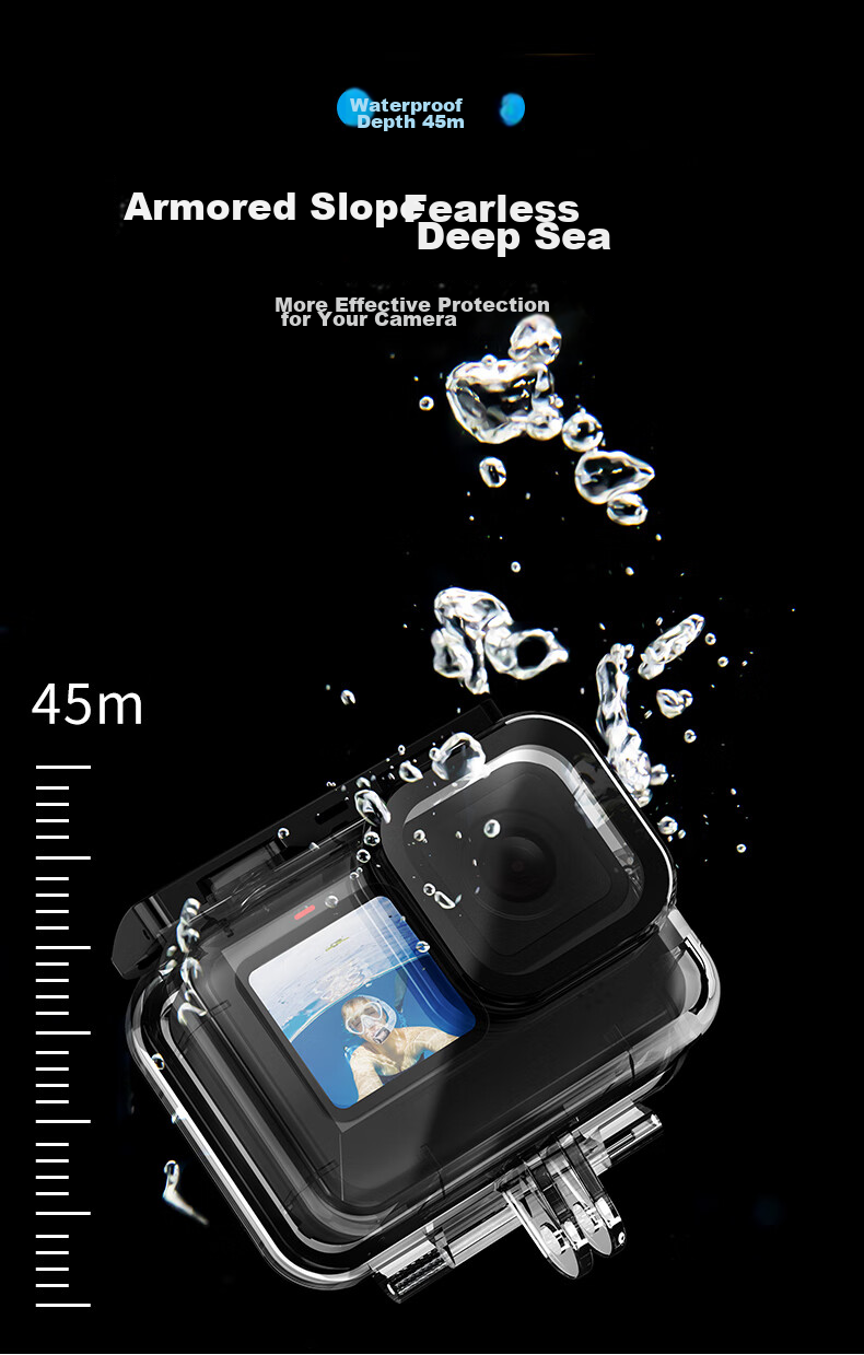 Водонепроницаемый кейс TELESIN для GoPro HERO 13/12/11/10/9, глубина погружения до 45 м, с набором из трех цветных фильтров