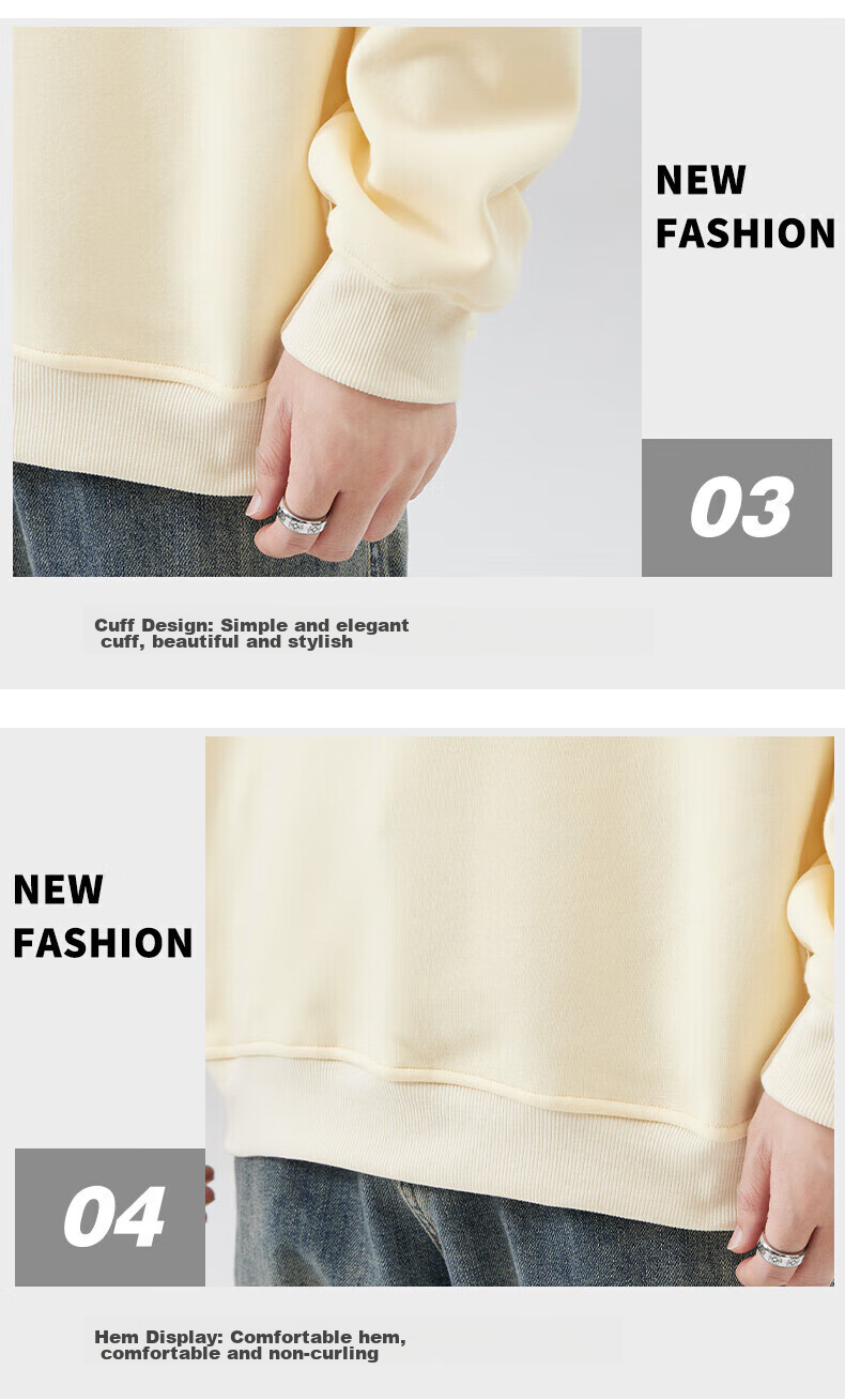 Мужская толстовка Jeanswest, коллекция Весна 2026, круглый вырез, спущенное плечо, однотонная, модная, свободный крой, повседневная, черная, 2XL
