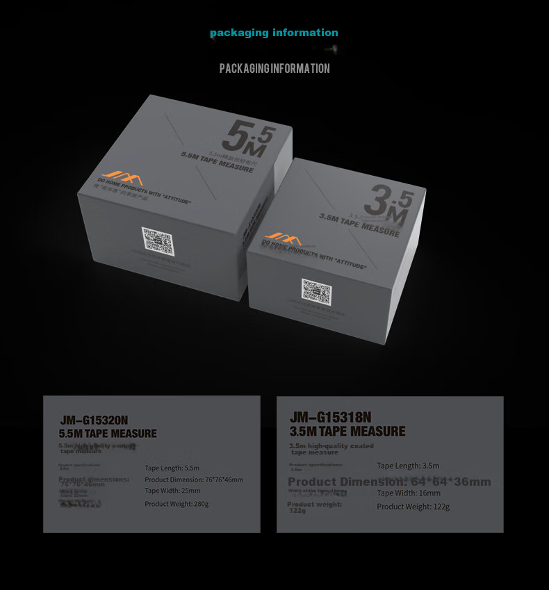 Рулетка измерительная JimiHOME JM-G15318N, 3.5 м, двойная шкала, противоударная, износостойкая, с резиновым покрытием