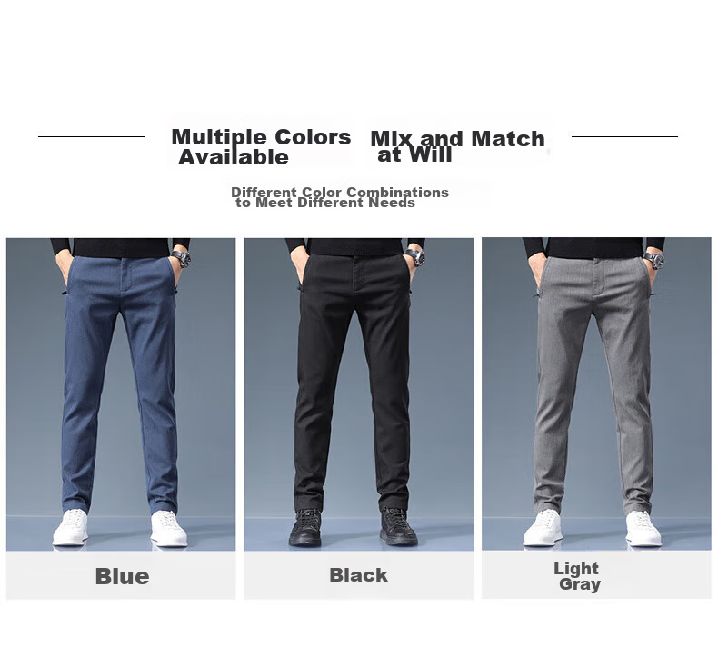 ROMON Casual Pants for Men, Autumn Trendy Trousers, Straight-Leg Comfortable Loose-Fit Sports Business Pants for Men, JK66 Denim Blue 34