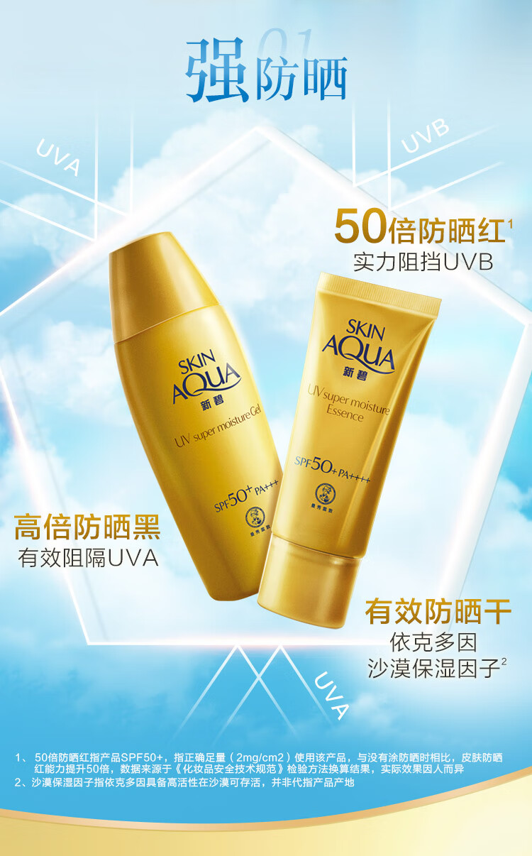 曼秀雷敦（Mentholatum）新碧小金帽防晒霜乳80g 隔离紫外线SPF50+男女士保湿军训晒后修护
