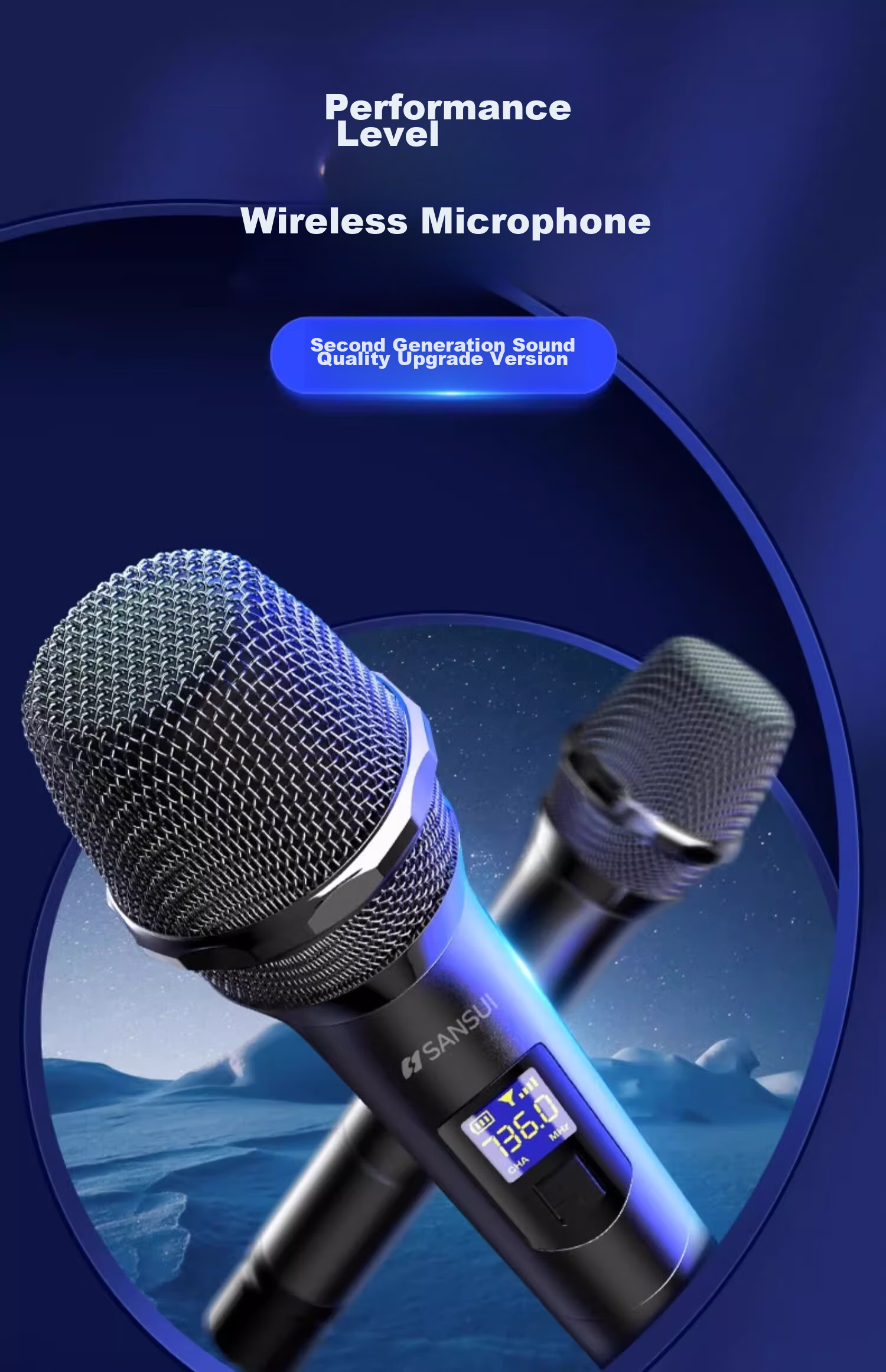 Беспроводной микрофон SANSUI V71 U-сегмента для домашнего KTV, караоке, выступлений, лекций, совещаний, с FM-тюнингом, универсальный двухканальный цельнометаллический микрофон