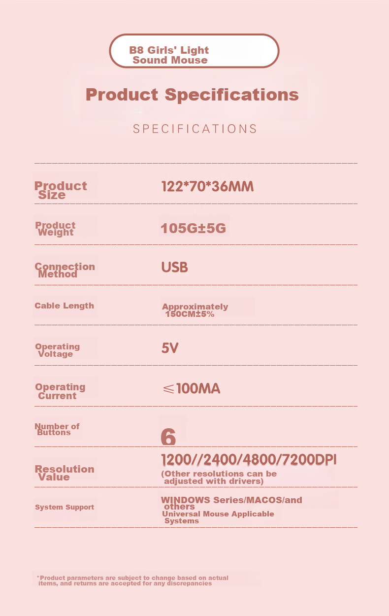 Игровая мышь INPHIC B8, проводная, макросы, бесшумная, эргономичная, USB, цвет молочный чай