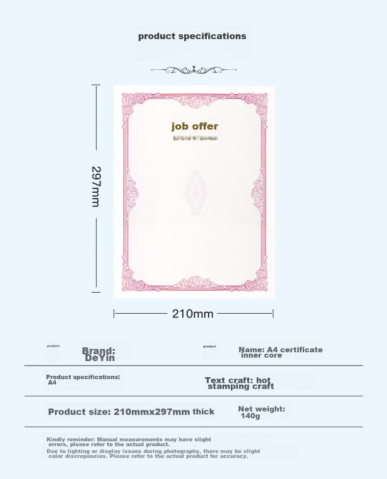 Befon A4 Appointment Letter Inner Pages, Certificate of Appointment Award Certificate Inner Pages, Company Employment Certificate, Printable A4 Paper Inner Pages, Office Stationery, 10 Sheets 0365