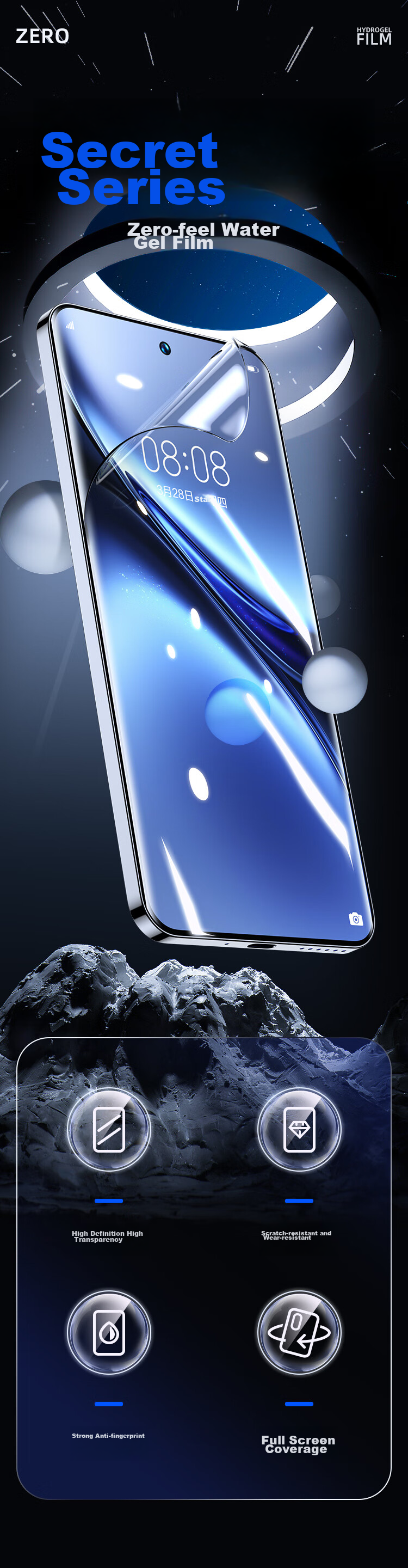 Защитная гидрогелевая пленка BIAZE для Vivo X200 / X200 Pro, полноэкранная, противоударная, антибликовая, 2 шт.