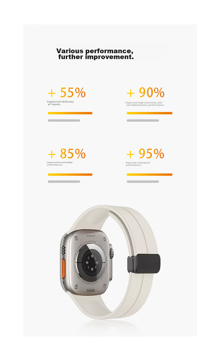 Ремешок MSSM для Apple Watch, силиконовый, с магнитной застежкой, цвет "Звездный свет", для моделей 44/45/46/49 мм