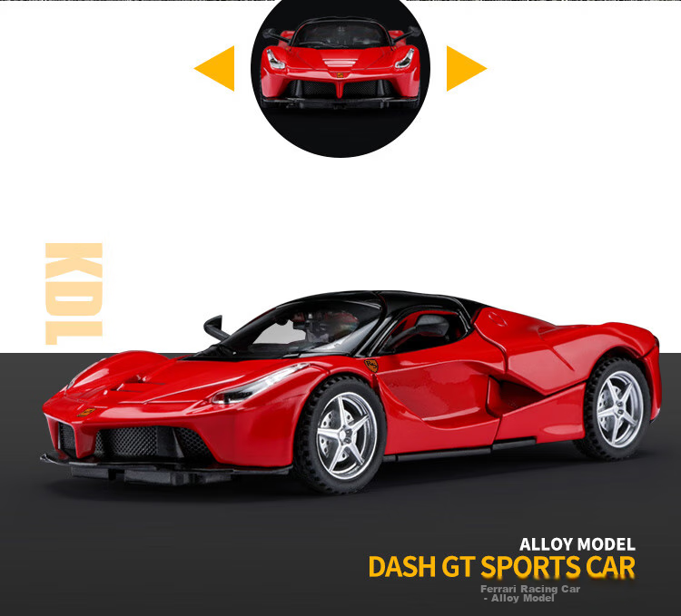 Машинка Anby Families Ferrari GT, металлическая, масштаб 1:32, для детей от 3 до 6 лет, с звуковыми и световыми эффектами, подарочная упаковка