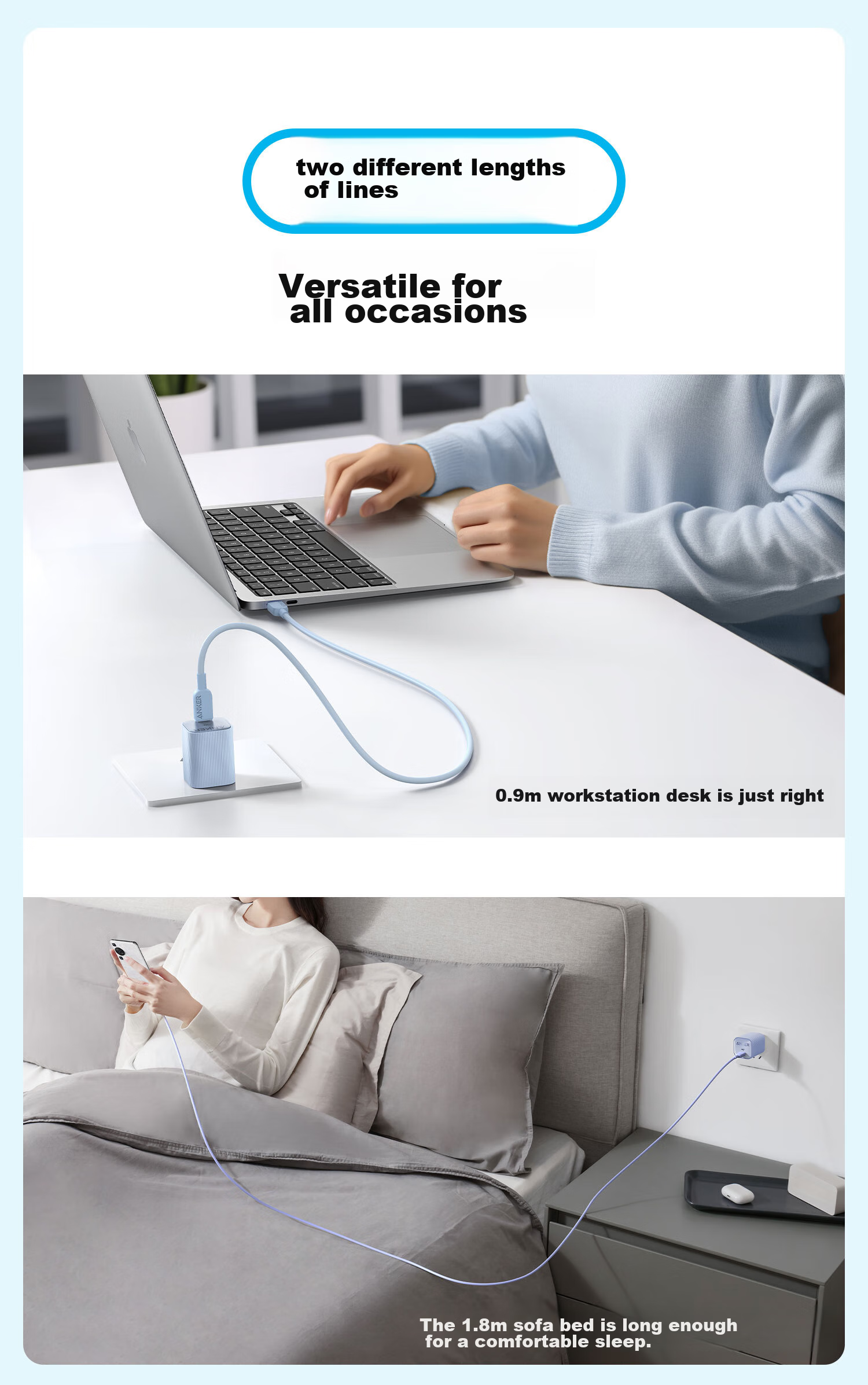 Кабель ANKER Type-C - Type-C, 1.8м, белый, для быстрой зарядки, совместим с iPhone, iPad, Huawei, Xiaomi