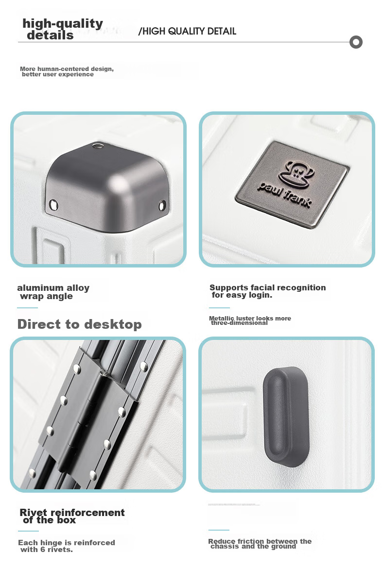 Чемодан Paul Frank Aluminum Frame Luggage, 20-дюймовый, ручная кладь, алюминиевая рама, телескопическая ручка, код-замок, унисекс, кремовый