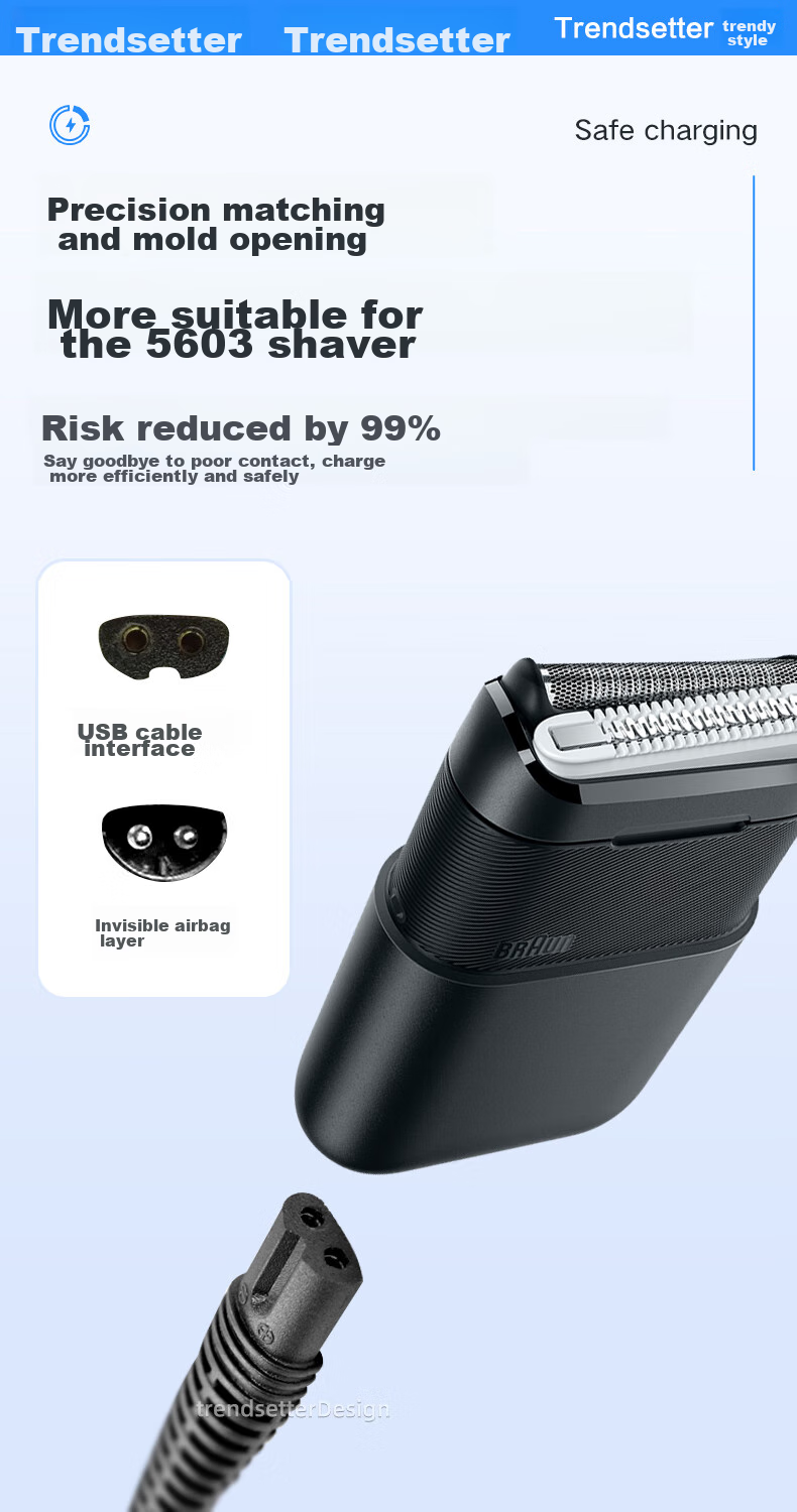 Зарядный кабель Trendsetter USB для электробритвы Xiaomi Mijia Braun Shaver 5603