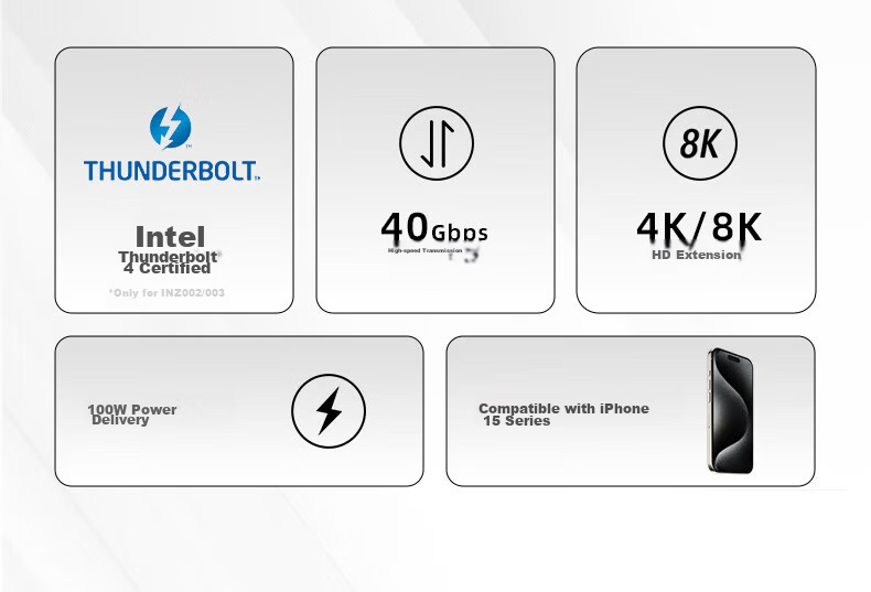 Кабель Thunderbolt 4 USB4 0.8м