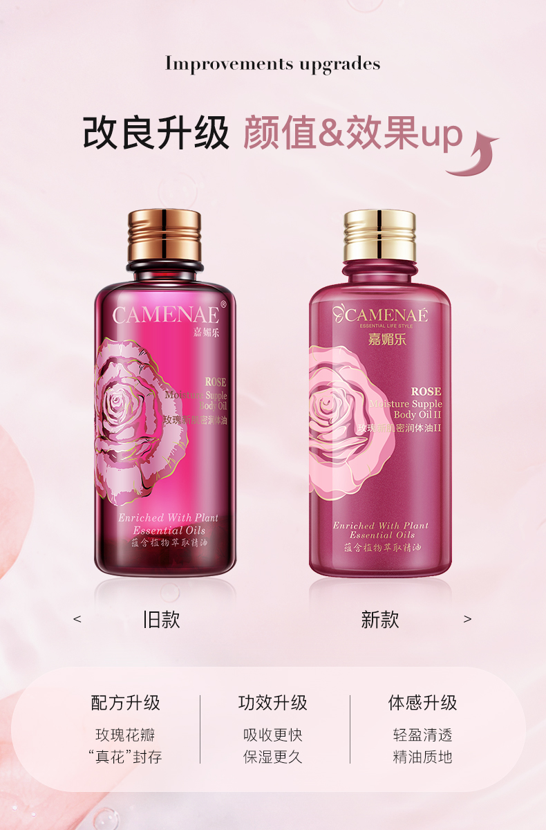 嘉媚乐（CAMENAE）玫瑰新肌密润体油身体按摩精油润肤乳霜滋润保湿200ml