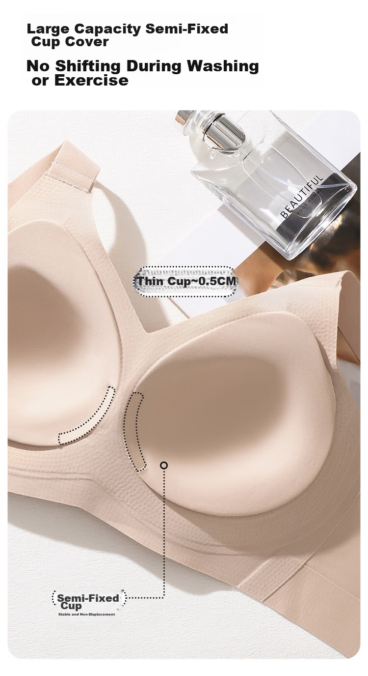 Бюстгальтер GRACEWELL Seamless Double-Lift Bra, бесшовный, минимизирующий объем, с поддержкой, против провисания, без косточек, для женщин, размер XL, черный