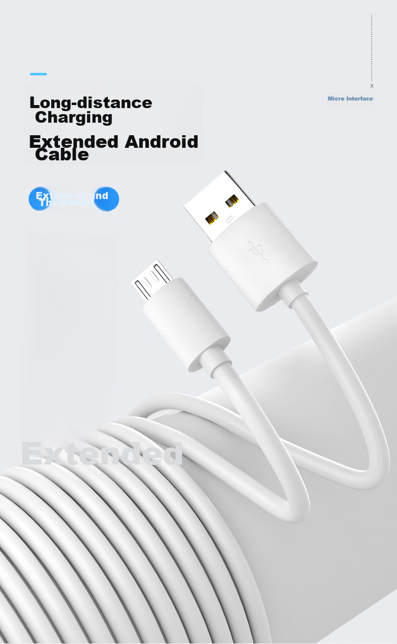 Кабель Trendsetter Android Type-C, 2 метра, Быстрая зарядка, для Xiaomi, Huawei, Honor, Vivo, OPPO, белый