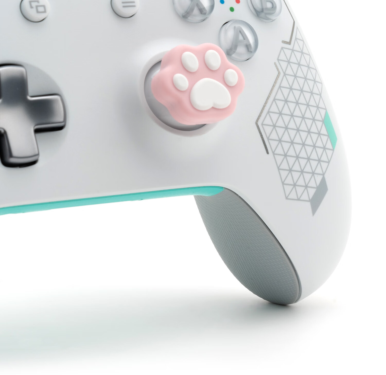 Чехол для джойстика Jixiang PS4/PS5/NS Pro, силиконовые накладки с дизайном "Кошачья лапка", розово-голубой
