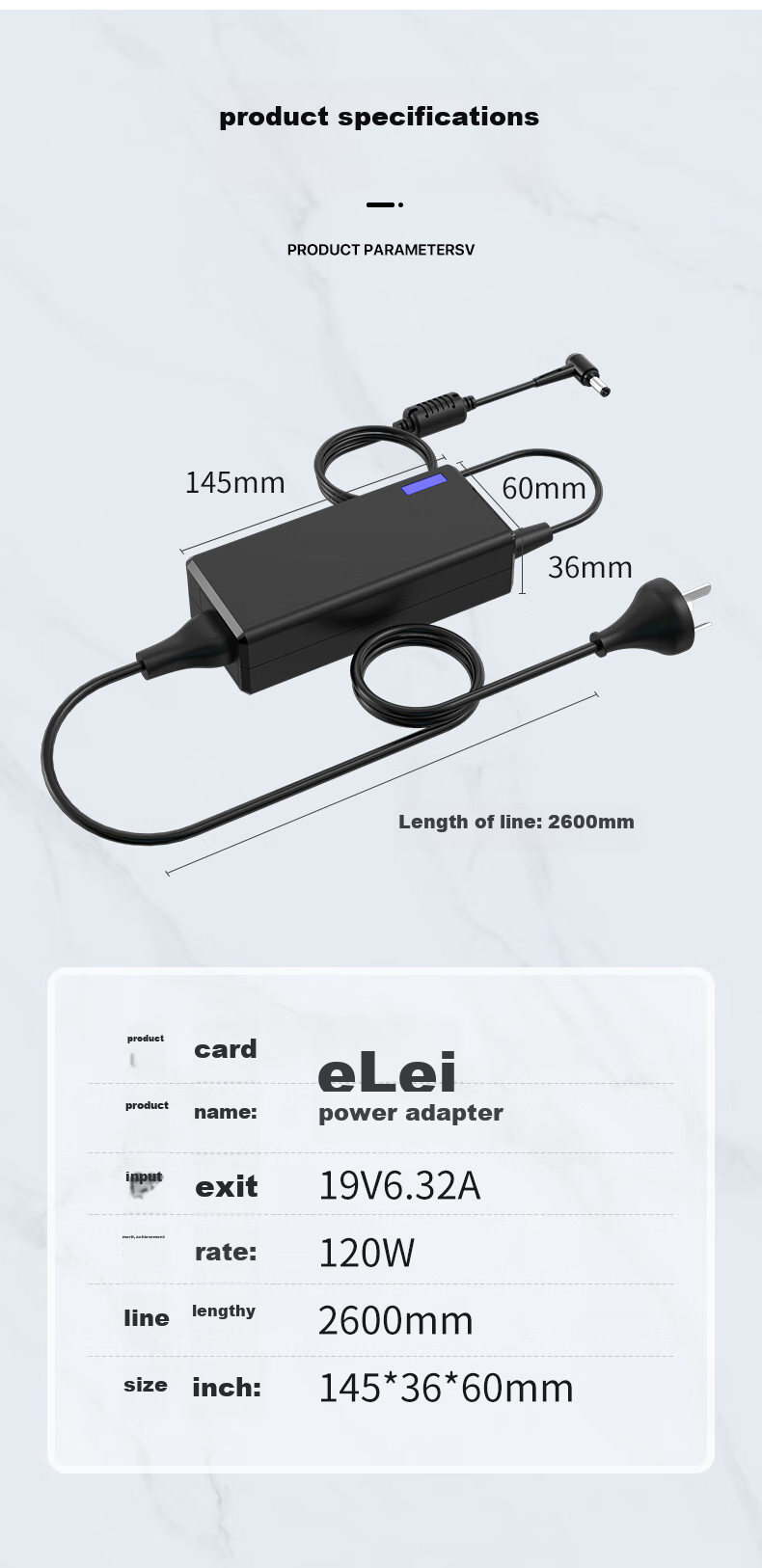 Сумка-органайзер Elei для ноутбука ASUS, 120W, 19V 6.32A, адаптер питания, совместимый с K550J, N53s, A550J, W50J, FX60V, N56V
