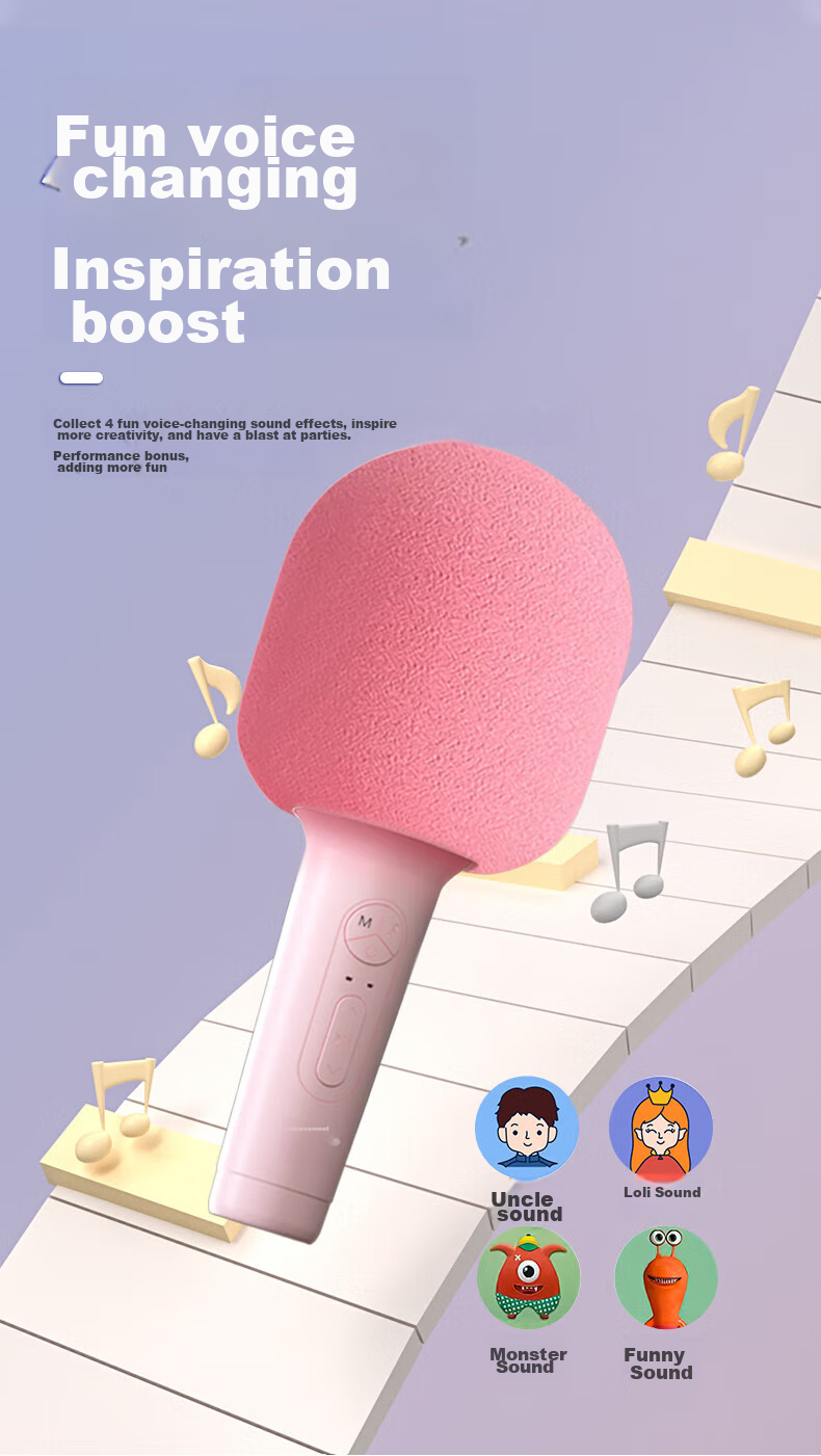 Беспроводной Bluetooth микрофон Soaiy MC27 для караоке и стриминга, с функцией изменения голоса, глубокий синий