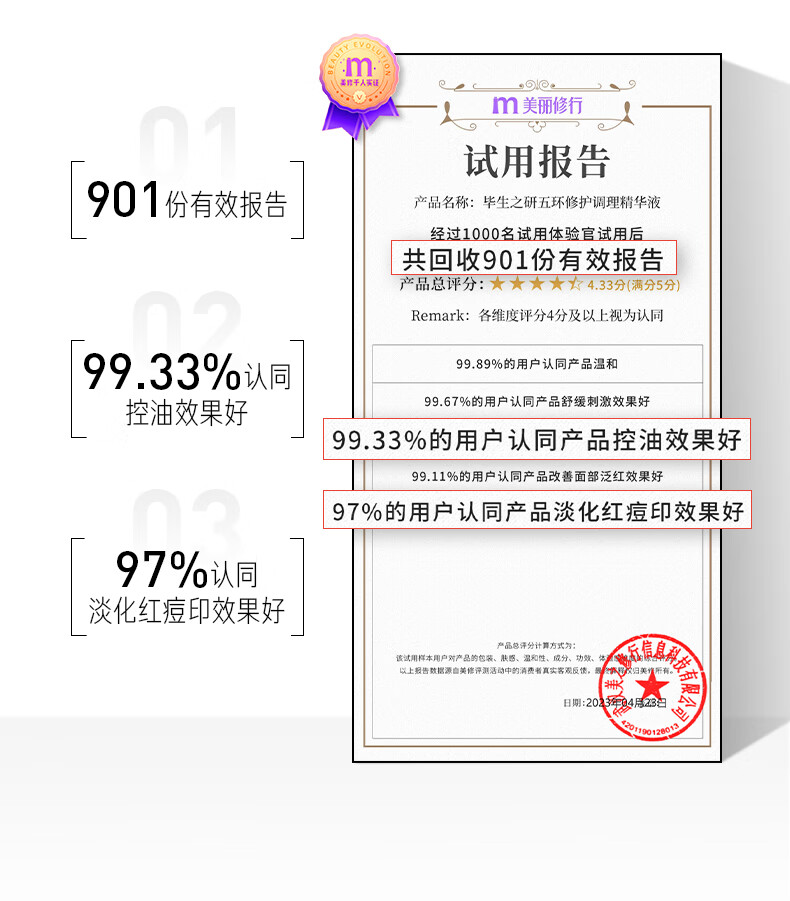 毕生之研五环精华Air30ml 舒缓淡红净痘控油色修精华油敏肌男女护肤