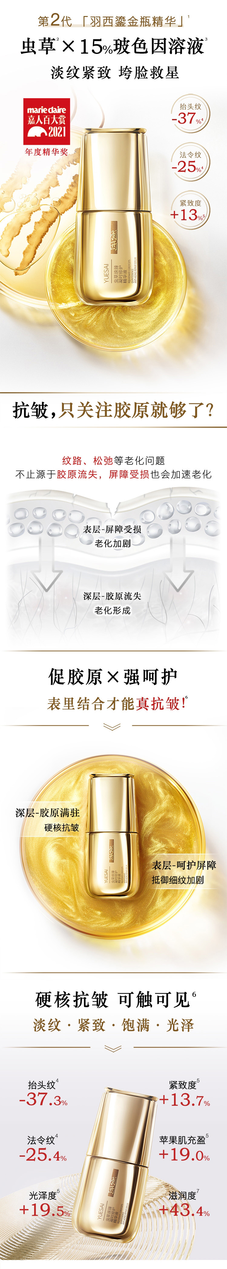 羽西鎏金精华30ml双支装 玻色因抗皱淡纹 补水保湿护肤礼盒礼物