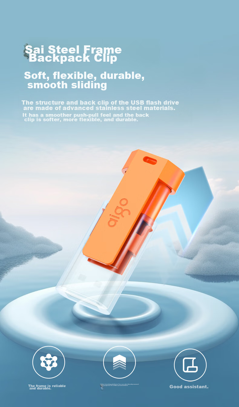 USB-накопитель Aigo U332, 64 ГБ, USB 3.2, выдвижной дизайн, двухцветный, космический серый