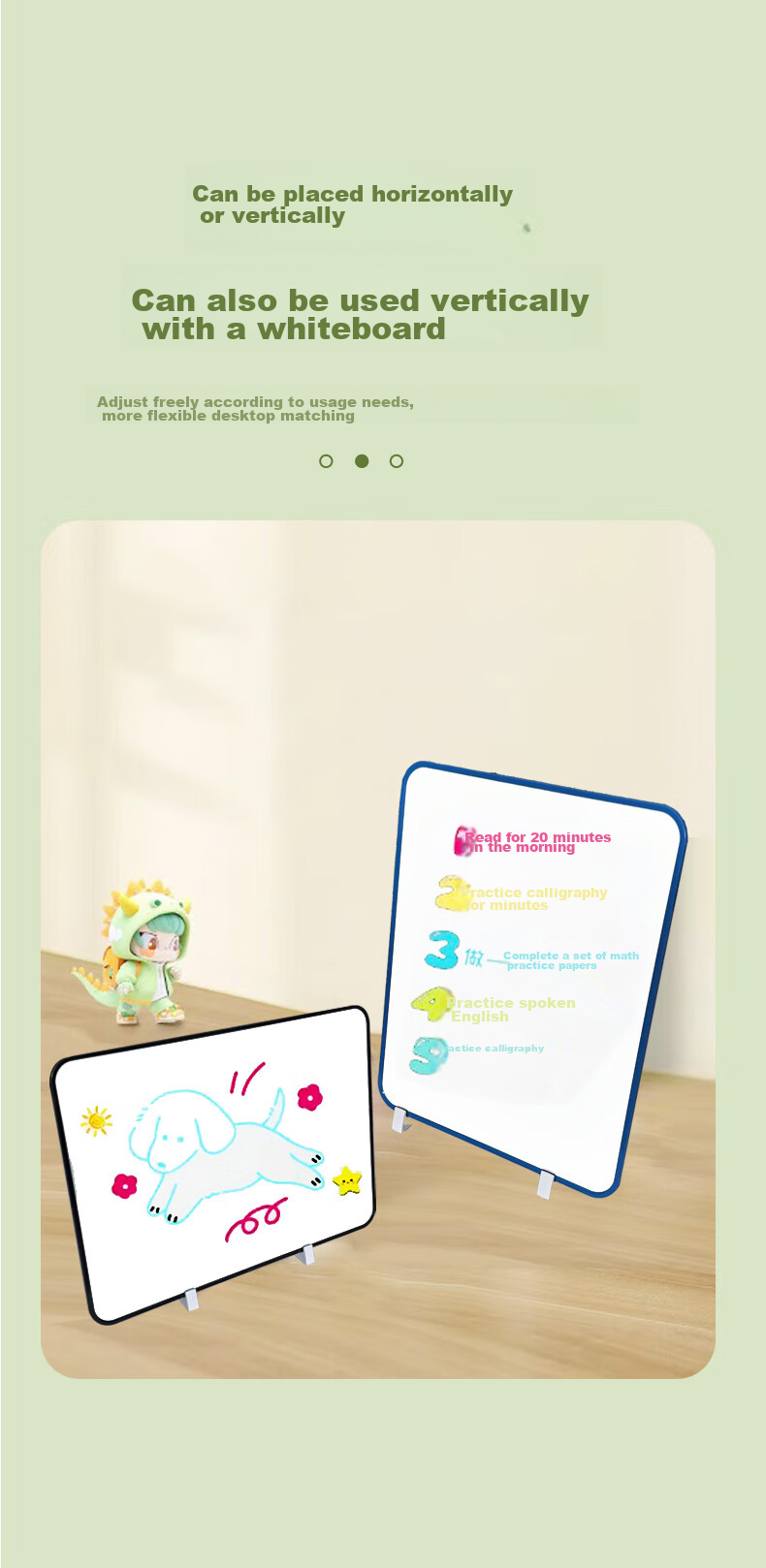 Flybook Desktop Whiteboard with Stand, Handheld, Double-Sided Erasable Writing Board, Portable Soft Edge Children's Small Blackboard, Home Memo Board, Office Planner Board, Live Streaming Room Prompt Board