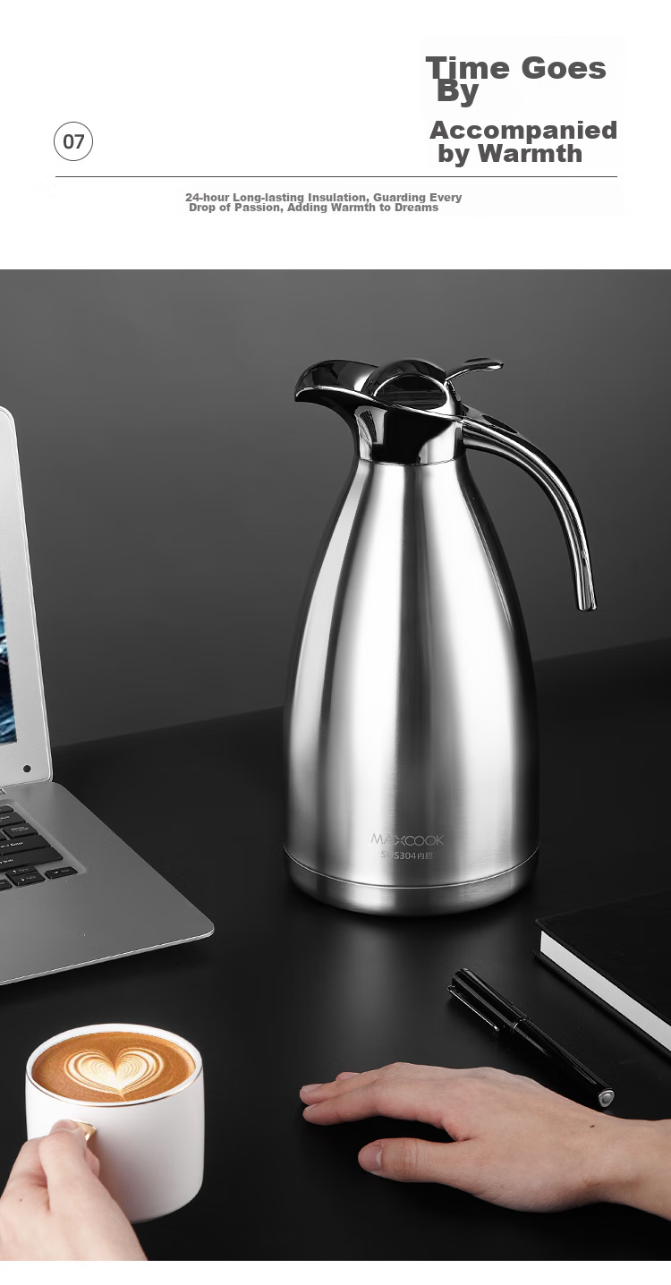 Термос MAXCOOK MCH-055, 2л, нержавеющая сталь 304, для горячей воды, бойлер