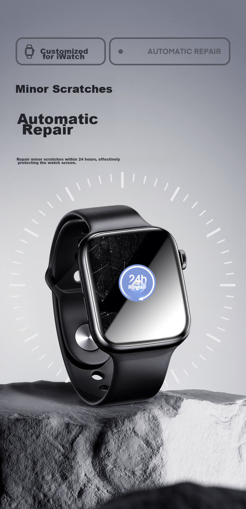 Защитная пленка PISEN для Apple Watch SE3/S9/8/7, гидрогелевая, 45/44 мм, HD, антицарапийная, 2 шт.