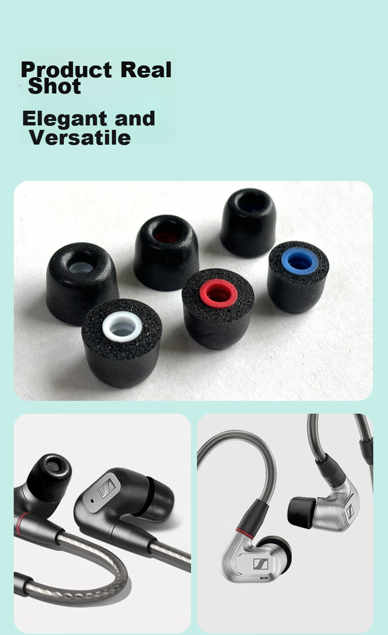 Masentek Насадки из пены с эффектом памяти для наушников Sennheiser IE900/200/300/600, мягкие хлопковые насадки 4.0, сменные защитные чехлы, средний размер, 1 пара