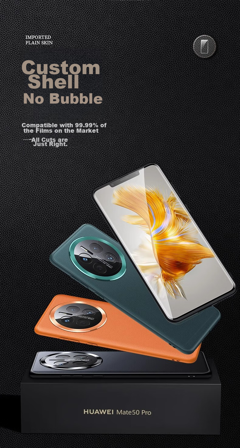 Чехол для Huawei Mate 50 DIVI, из натуральной кожи, ультратонкий, черный, с полной защитой объектива