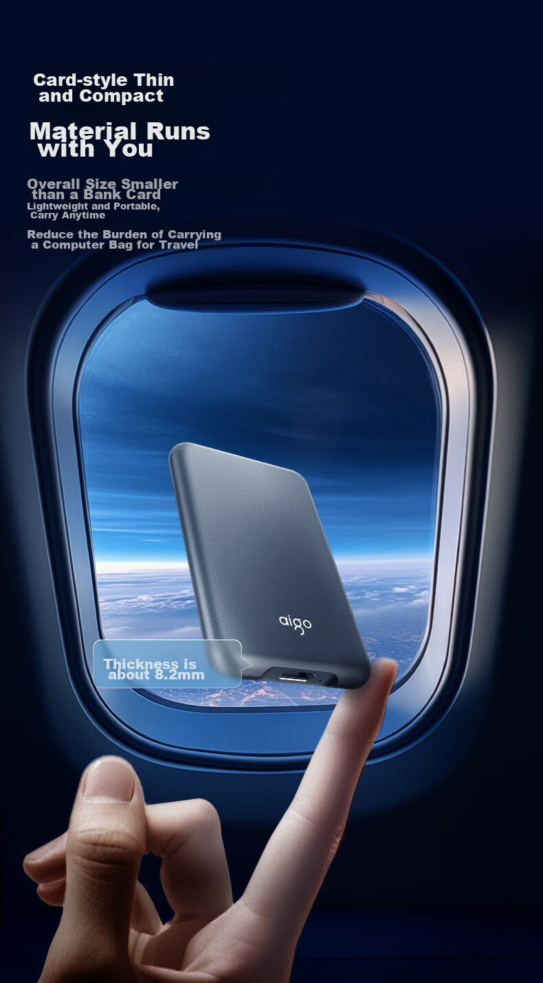 Портативный твердотельный накопитель Aigo 1TB, USB 3.2 Type-C, 520 МБ/с, внешний SSD
