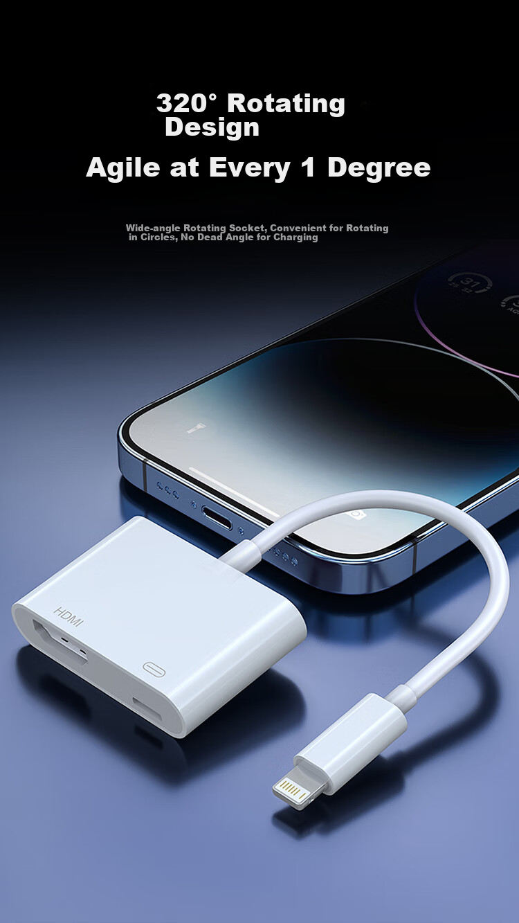 Переходник Shengwei Lightning на HDMI, адаптер для iPhone/iPad, поддержка 1080P, белый