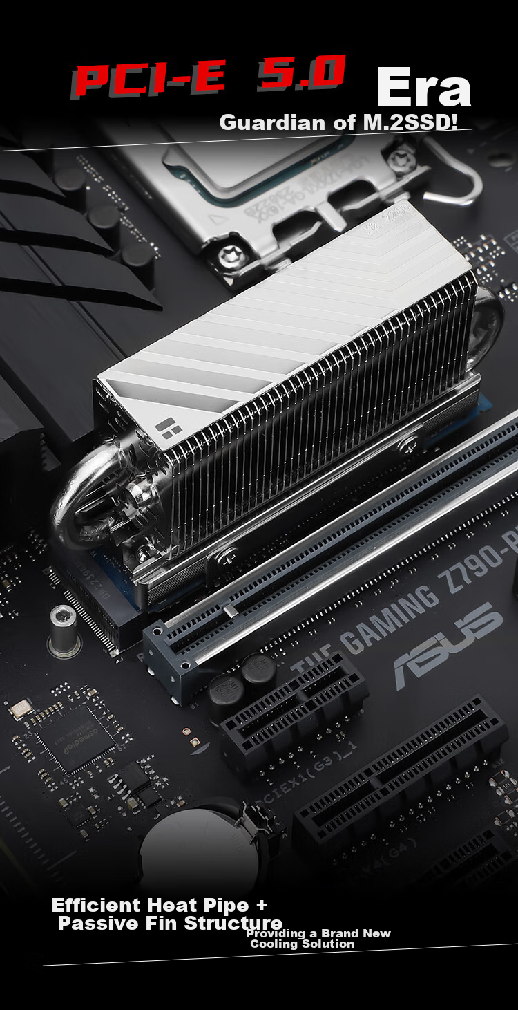 Радиатор M.2 SSD Thermalright HR-10 2280, 2280 мм, полностью гальваническое покрытие, двойные тепловые трубки AGHP, двухслойная силиконовая прокладка