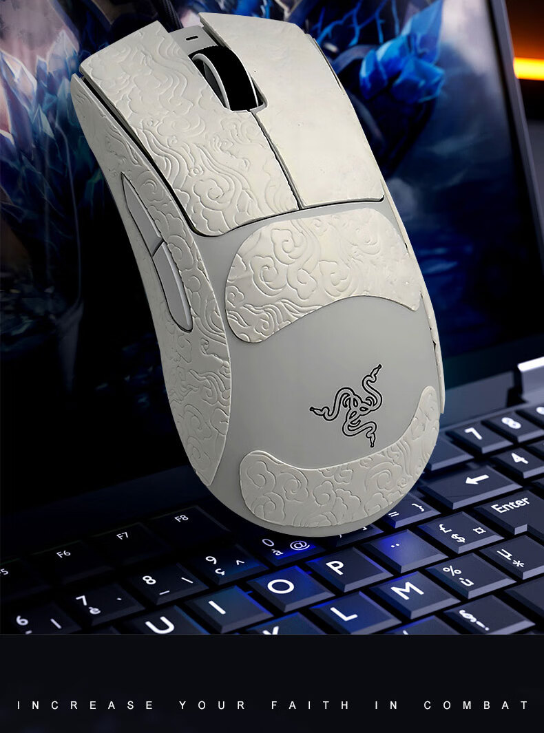 Наклейки JPLAYER Anti-Slip для мыши Hellfire Viper V3 Pro, поглощающие пот, матовые, с узором "Белое Облако Удачи", полное покрытие
