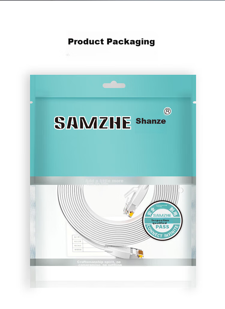Сетевой кабель SAMZHE Cat6 Gigabit, плоский, из чистой меди, для подключения к интернету, видеонаблюдения, белый, 20 метров BBP620