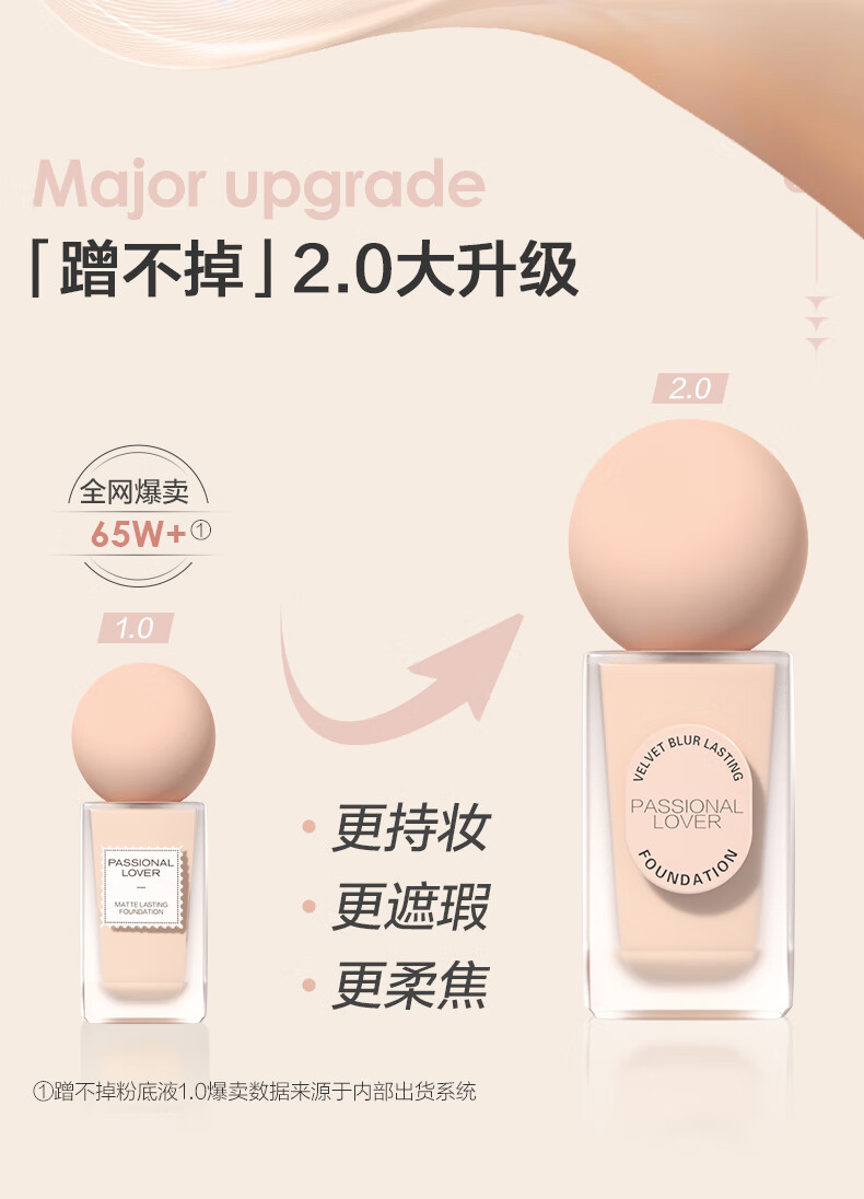 恋火（Passional Lover）【专享】PL蹭不掉粉底液升级版 01象牙白30ml 轻薄控油不脱妆