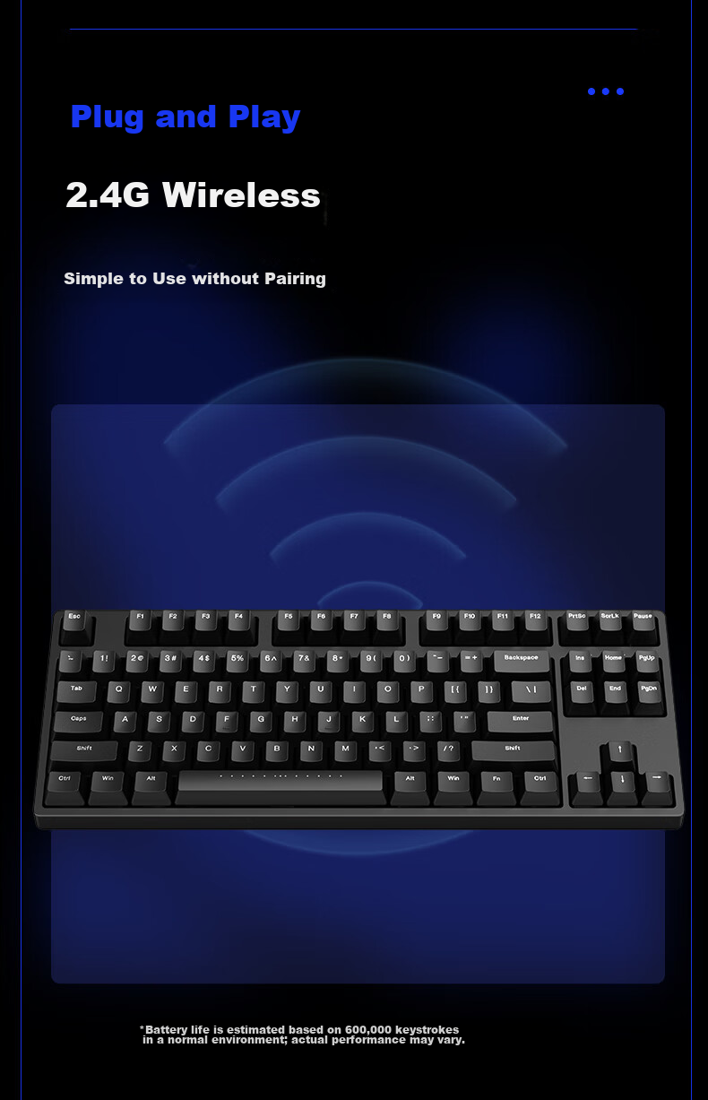 Беспроводная механическая клавиатура ikbc W200, 87 клавиш, Cherry MX Brown, черный