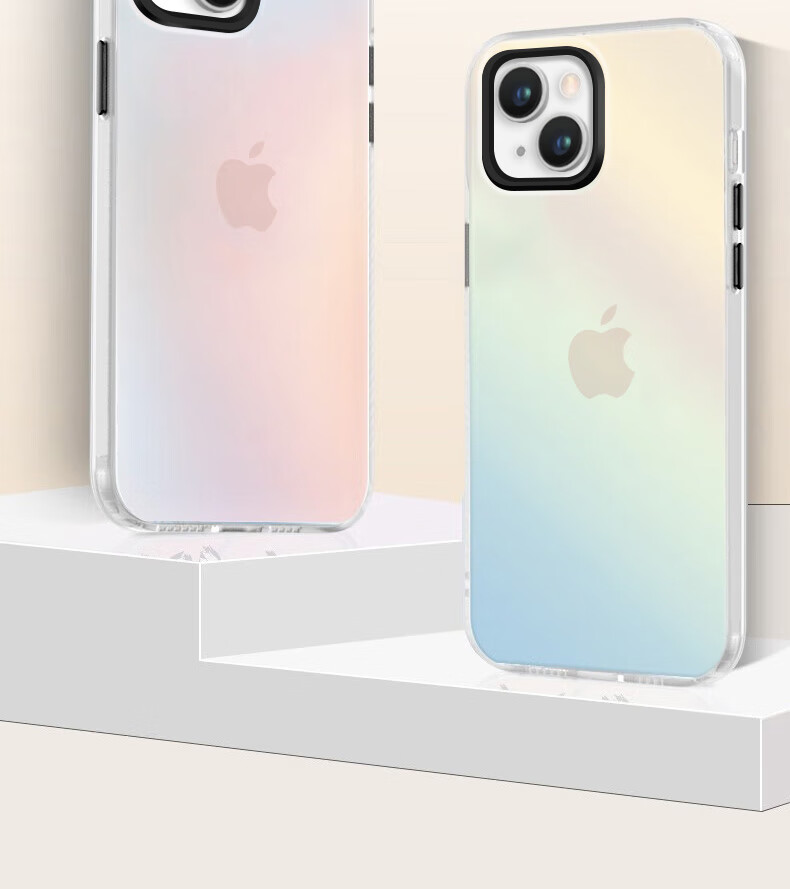 Чехол для iPhone 14 Baozou, силиконовый, с мягким краем, полупрозрачный, полная защита, противоударный, лазерный градиент, премиальный матовый жесткий чехол