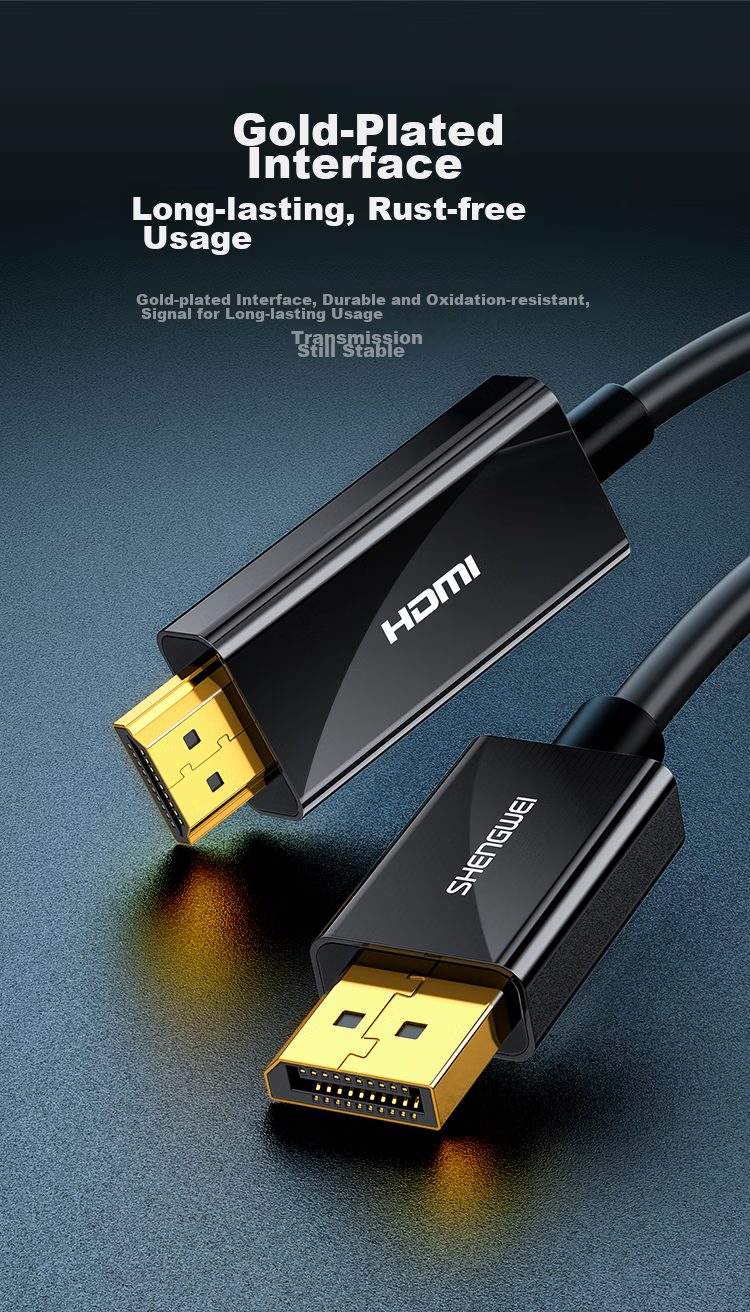 Кабель-переходник Shengwei DP to HDMI, 4K HD, версия 1.2, длина 1.8 метра, ADH0018G