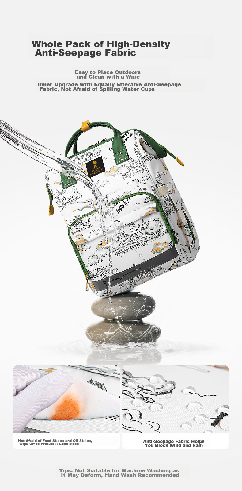 Рюкзак для мамы Xinandai Mimi Bag, вместительный, многофункциональный, для путешествий, легкий, удобный, для хранения грудного молока, дизайн "Ветер и пейзаж"
