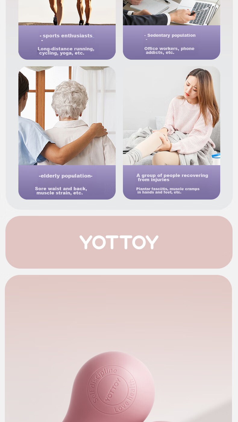 Мяч для массажа и фитнеса Yottoy, синий, для глубокой релаксации мышц, здоровья шеи и плеч, для йоги, захвата рук, 6.2 см