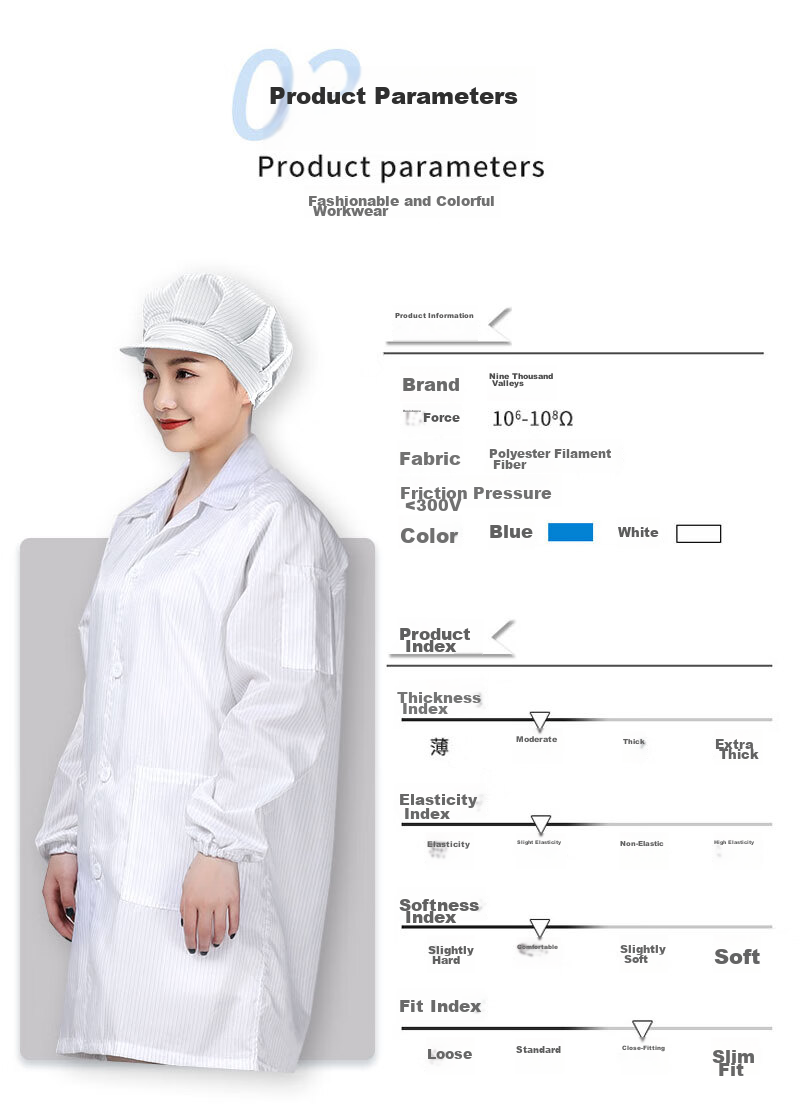 Защитная одежда "Jiuqiangu" антистатическая, с капюшоном, синяя, 2XL, комплект из комбинезона и шапочки