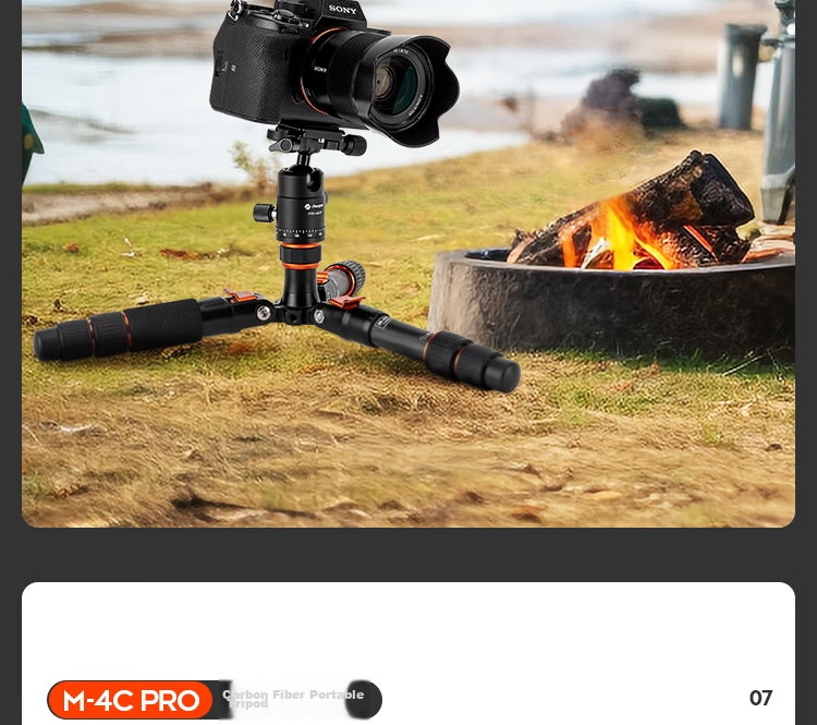 Штатив Fotopro M-4C Pro + 42QP из углеродного волокна, портативный, профессиональный, для цифровых камер, с шаровой головкой