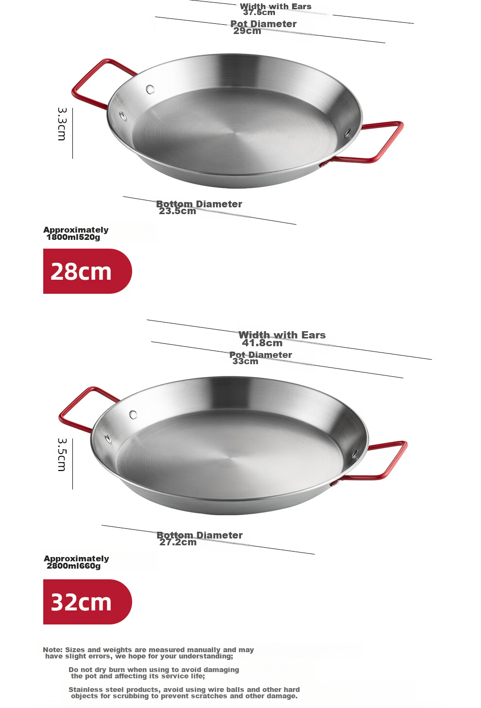 Тарелка Onlycook из нержавеющей стали, сервировочное блюдо для дома, закусочная тарелка с двойными ручками, для морепродуктов, диаметр 28 см