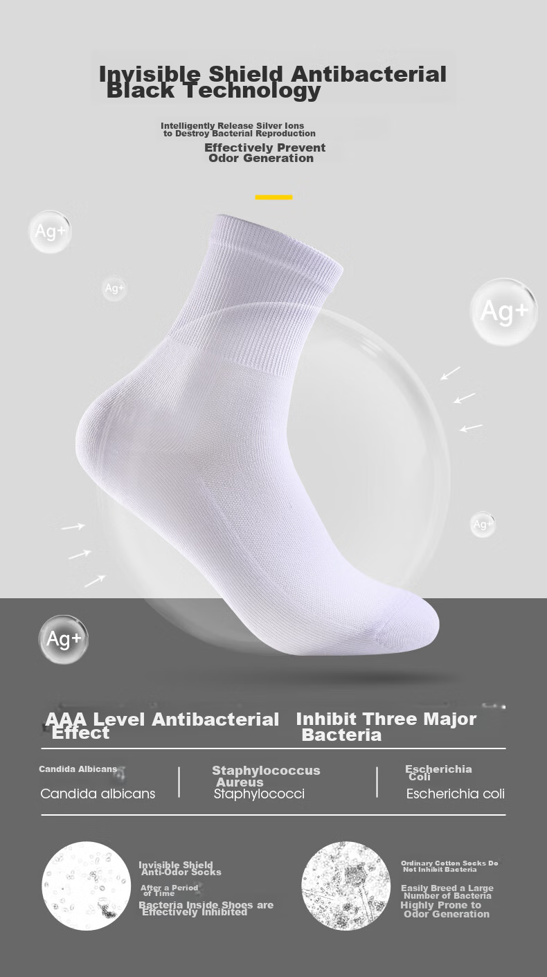 Носки INVISIBLE SHIELD, antibacterial, дезодорирующие, белые, средней длины, дышащие, быстросохнущие, для женщин и мужчин, на осень-зиму