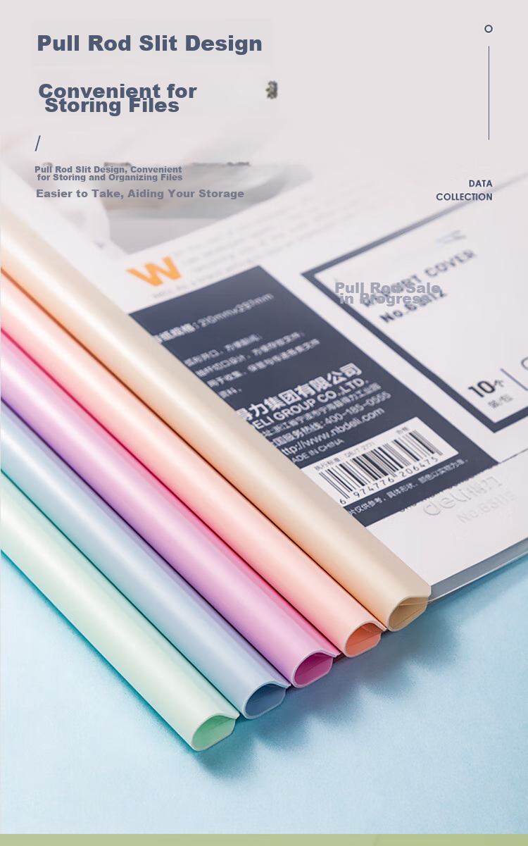 Папка-регистратор Deli 63112, формат А4, 10 шт., макаронные цвета, с прозрачной обложкой и держателем для документов, для студентов и офиса
