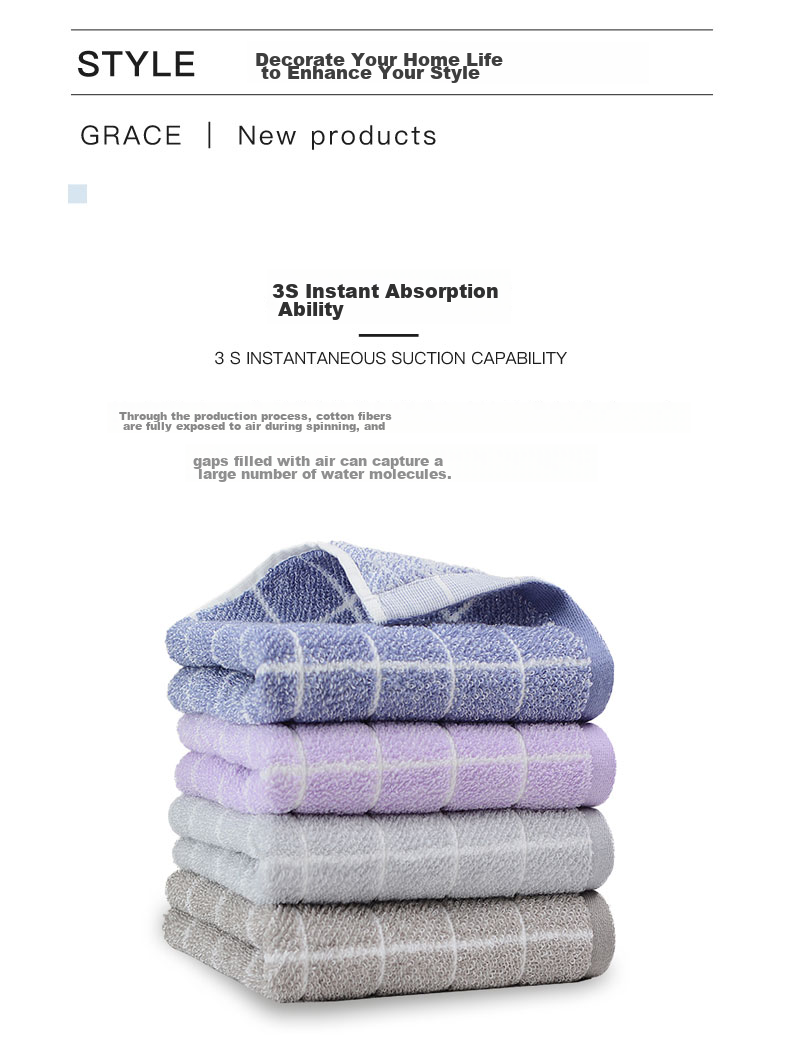 Набор полотенец Grace Classic Plaid Series, 2 шт., синий/серый, 100% хлопок, артикул 100003945543
